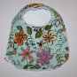 Aqua blue with flowers baby bib