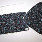 Chocolate and Blue paisley bib and burp cloth set