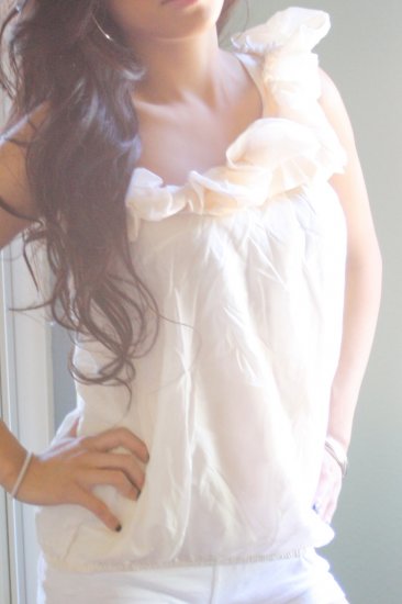 ONE SHOULDER RUFFLE TOP S, M