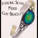 Unusual Color Changing Sterling Silver Mood Ring Cuff Bracelet
