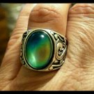 Unique Scroll Man or Ladies Sterling Silver Mood Ring Fast Vivid Color Changes!
