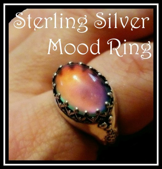 Color Changing Sterling Silver Mood Ring Unusual Prong Design