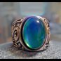 Unusual Man or Ladies Sterling Silver Mood Ring Vivid Color Changes Classy Scroll