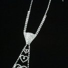 Rhinestone Tie Necklace with Hearts Design     0388A-W8497TIE