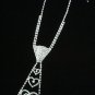 Rhinestone Tie Necklace with Hearts Design     0388A-W8497TIE
