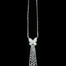 Rhinestone Tie Necklace with Butterfly Design     0395A-W710