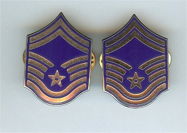 US Air Force USAF Senior Master Sergeant Chevron Metal Rank Insignia Pair