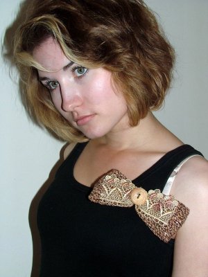 Cute.. FREE POST knitted handmade bow corsage LOVELY GIFT.STOCKING FILLER..