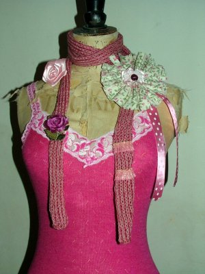 Ditsy print hand knitted necktie with corsages..version 2!