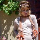 Fabulous hand dyed ditsy trim fabric knitted scarf