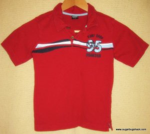 OSHKOSH red polo with surf print size 5