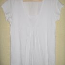White pleated short sleeved shirt Size L