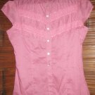 PASSPORT mauve cap sleeve blouse with lots of DETAIL!