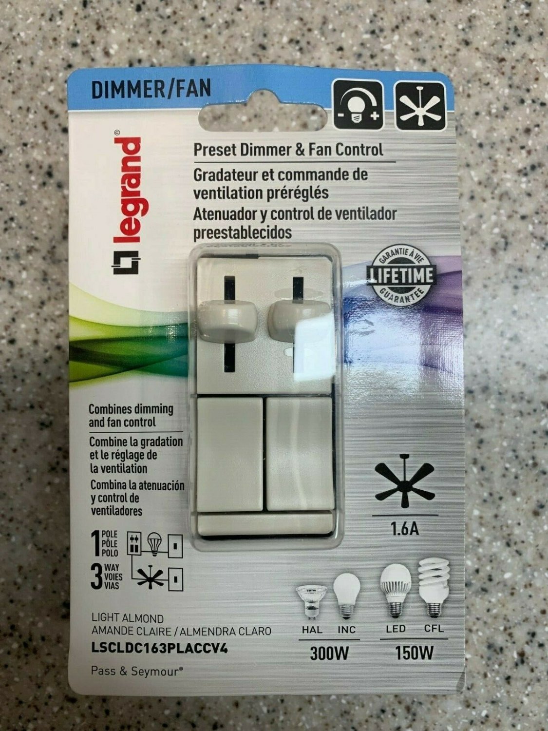 4 Units Legrand LSCLDC163PLACCV4 Preset Light Dimmer & Fan Speed