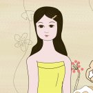 Girl and Peony Print