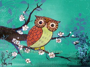 Small Print Owl Green