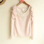 Pink with pearl neckline and puff sleeves