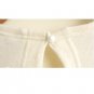 White with pearl neckline and puff sleeves