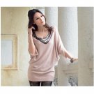 V Neck with Pearl Knit Long Top