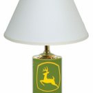 John Deere Logo License Plate Table Lamp w/ White Shade