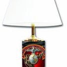 U.S. Marines "The Few, The Proud" Emblem License Plate Table Lamp w/ White Shade