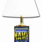 U.S. Navy License Plate Table Lamp w/ White Shade