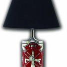 Fire Department Emblem License Plate Table Lamp w/ Black Shade