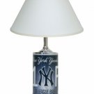 New York Yankees License Plate Lamp with White Shade