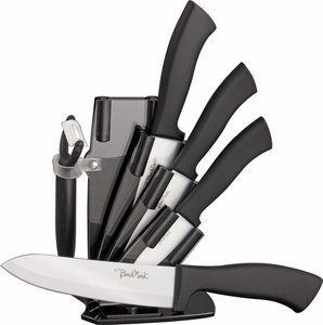 BenchMark Ceramic Kitchen Knife Set w/ Stand