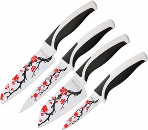 BenchMark Cherry Blossom Pattern Kitchen Knife 4 Pc Set