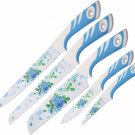 BenchMark Blue Rose Pattern Kitchen Knife 5 Pc Set