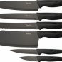BenchMark Black Kitchen Knife 6 Pc Set w/ Stand