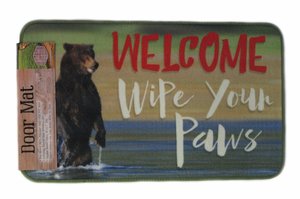 Black Bear Welcome Wipe Your Paws Door Mat