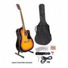 41 Acoustic-Electric Guitar Package with Gig Bag, Strap, Picks, Tuner, and Strings (Sunburst Color)