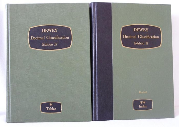 2 Dewey Decimal Classification Books EDITION 17 Library TABLES Revised Index MELVIN DEWEY HB
