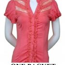 $6.25 PER PIECE; 7 tops in a PACKET; Lace and Ruffle Top (SALMON PINK)-  2s,2m,2L,1XL