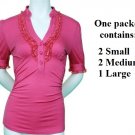 $6.25 PER PIECE; 5 tops in a PACKET; Fitted Hot Pink Ruffle Top, 2s,2m, 1L