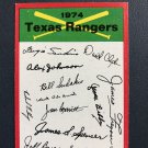 1974 Topps Baseball Team Checklist "Rangers"