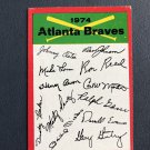 1974 Topps Baseball Card Braves Team Checklist including "Hank Aaron"