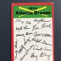 1974 Topps Baseball Card Braves Team Checklist including "Hank Aaron"