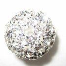 2 Swarovski Ball Pendants 20mm Silver/Crystal  T3