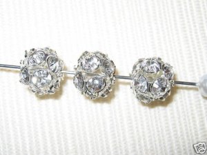 8 8mm Swarovski Rhinestone Balls Silver/Crystal B801