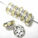 20 Swarovski Rhinestone Rondelles 8mm Silver/ Jonquil