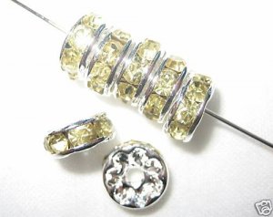 20 Swarovski Rhinestone Rondelles 8mm Silver/ Jonquil