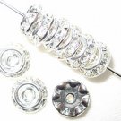 20 Swarovski Rondelle Buttom 8mm Silve/Crystal  CM801