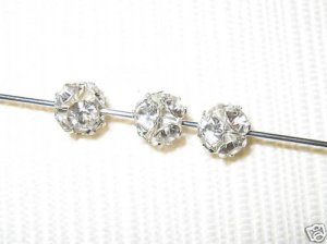 8 6mm Swarovski Rhinestone Balls Silver/Crystal B601