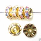20 Swarovski Rondelle Buttom 8mm Gold/ Crystal AB CM804