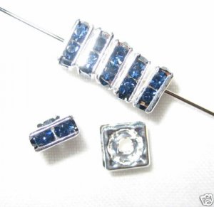 20 Swarovski Squaredelles Spacers 6x6mm Silver/ Montana