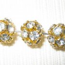 8 12mm Swarovski Rhinestone Ball Gold / Crystal  B1202