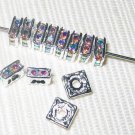 60 Swarovski Squaredelles 6x6mm Silver/Crystal AB